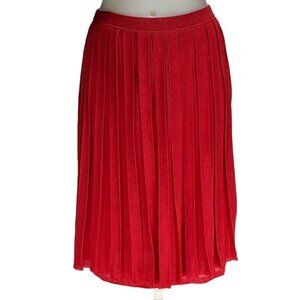 Escada Red Pleated Midi Skirt Size 38 Viscose Blend Made In Italy